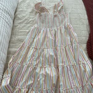 Crown & Ivy smocked rainbow striped dress size large